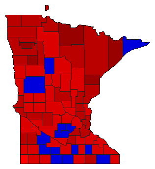 1964 Minnesota County Map of General Election Results for Senator