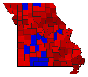 1964 Missouri County Map of General Election Results for Governor