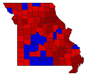 1964 Missouri County Map of General Election Results for Secretary of State