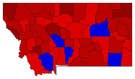 1964 Montana County Map of General Election Results for Senator