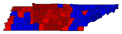 1964 Tennessee County Map of General Election Results for Senator