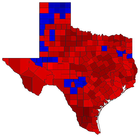 1964 Texas County Map of General Election Results for Senator