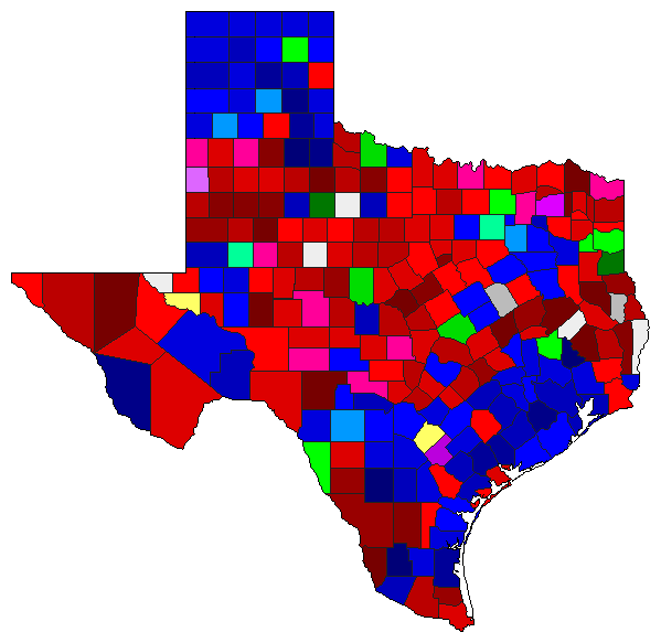 1964 Texas County Map of Republican Primary Election Results for Senator