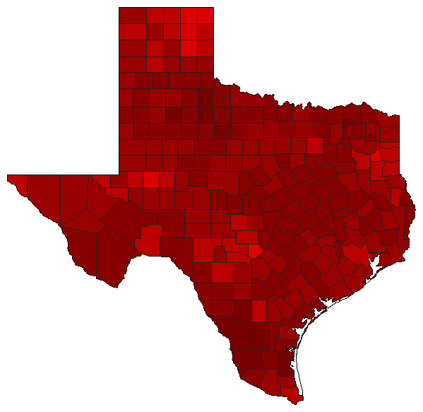 1964 Texas County Map of General Election Results for Governor