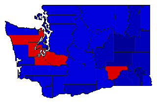 1964 Washington County Map of General Election Results for Governor