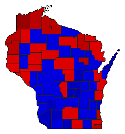 1964 Wisconsin County Map of General Election Results for Senator
