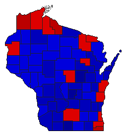 1964 Wisconsin County Map of General Election Results for State Treasurer