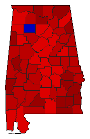 1966 Alabama County Map of General Election Results for Senator