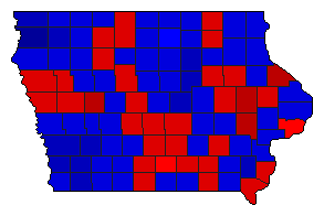 1966 Iowa County Map of General Election Results for Lt. Governor