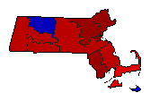 1966 Massachusetts County Map of General Election Results for Secretary of State