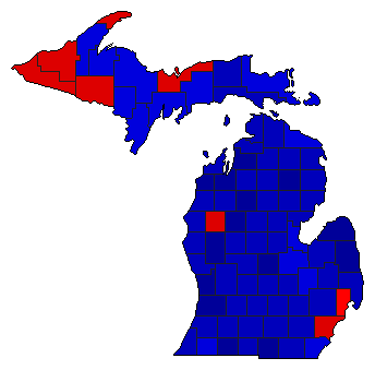 1966 Michigan County Map of General Election Results for Senator
