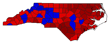 1966 North Carolina County Map of General Election Results for Senator