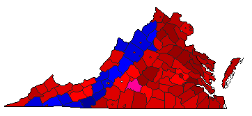 1966 Virginia County Map of General Election Results for Senator
