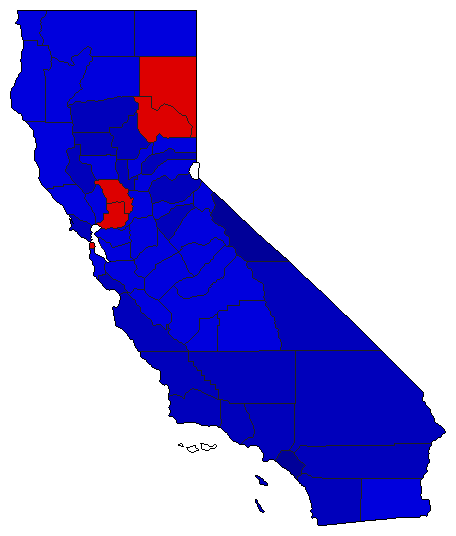 1966 California County Map of General Election Results for Lt. Governor