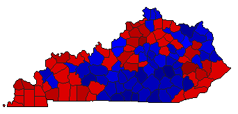 1967 Kentucky County Map of General Election Results for Governor