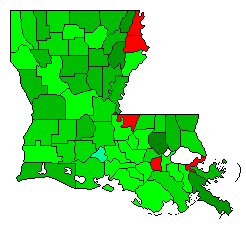 1968 Louisiana County Map of General Election Results for President