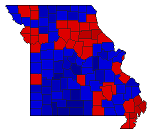 1968 Missouri County Map of General Election Results for Senator