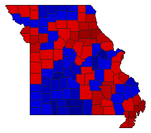 1968 Missouri County Map of General Election Results for State Treasurer