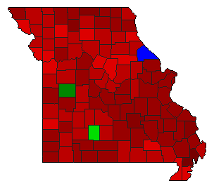 1968 Missouri County Map of Democratic Primary Election Results for Attorney General