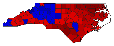 1968 North Carolina County Map of General Election Results for Insurance Commissioner