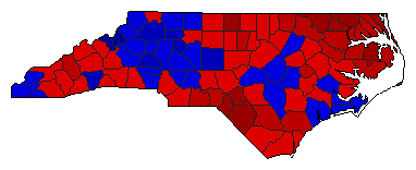 1968 North Carolina County Map of General Election Results for Governor
