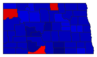 1968 North Dakota County Map of General Election Results for State Auditor