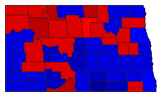 1968 North Dakota County Map of General Election Results for State Treasurer