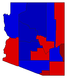 1968 Arizona County Map of General Election Results for State Treasurer