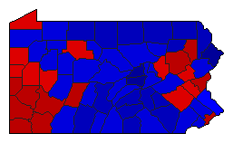 1968 Pennsylvania County Map of General Election Results for State Auditor