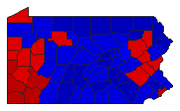 1968 Pennsylvania County Map of General Election Results for State Treasurer