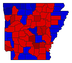 1968 Arkansas County Map of General Election Results for Governor