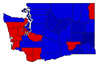 1968 Washington County Map of General Election Results for Governor