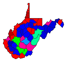 1968 West Virginia County Map of Democratic Primary Election Results for Governor