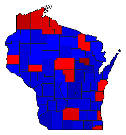 1968 Wisconsin County Map of General Election Results for President
