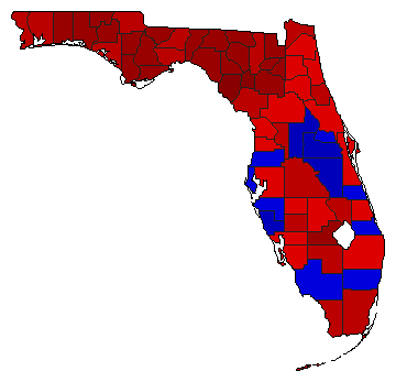 1970 Florida County Map of General Election Results for Senator