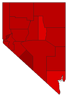 1970 Nevada County Map of Democratic Primary Election Results for State Treasurer