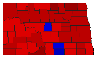 1970 North Dakota County Map of General Election Results for Senator