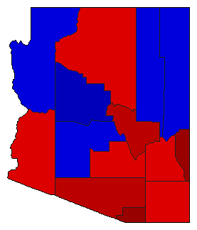 1970 Arizona County Map of General Election Results for Governor