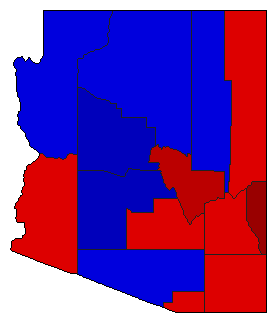 1970 Arizona County Map of General Election Results for State Treasurer
