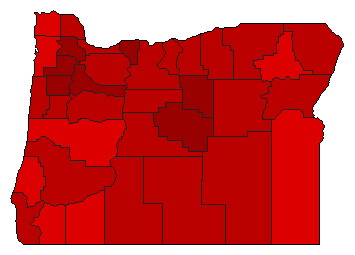 1970 Oregon County Map of Democratic Primary Election Results for Governor