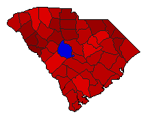 1970 South Carolina County Map of General Election Results for Secretary of State