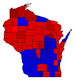 1970 Wisconsin County Map of General Election Results for Governor