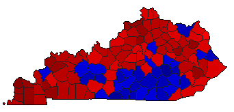 1971 Kentucky County Map of General Election Results for Lt. Governor