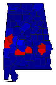 1972 Alabama County Map of General Election Results for President