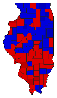 1972 Illinois County Map of General Election Results for Governor