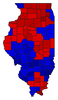 1972 Illinois County Map of Democratic Primary Election Results for Governor