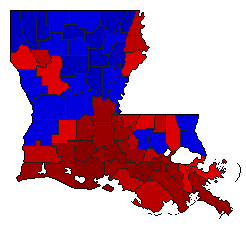 1972 Louisiana County Map of General Election Results for Governor