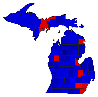 1972 Michigan County Map of General Election Results for Senator