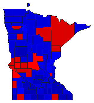 1972 Minnesota County Map of General Election Results for President