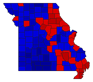 1972 Missouri County Map of General Election Results for Lt. Governor